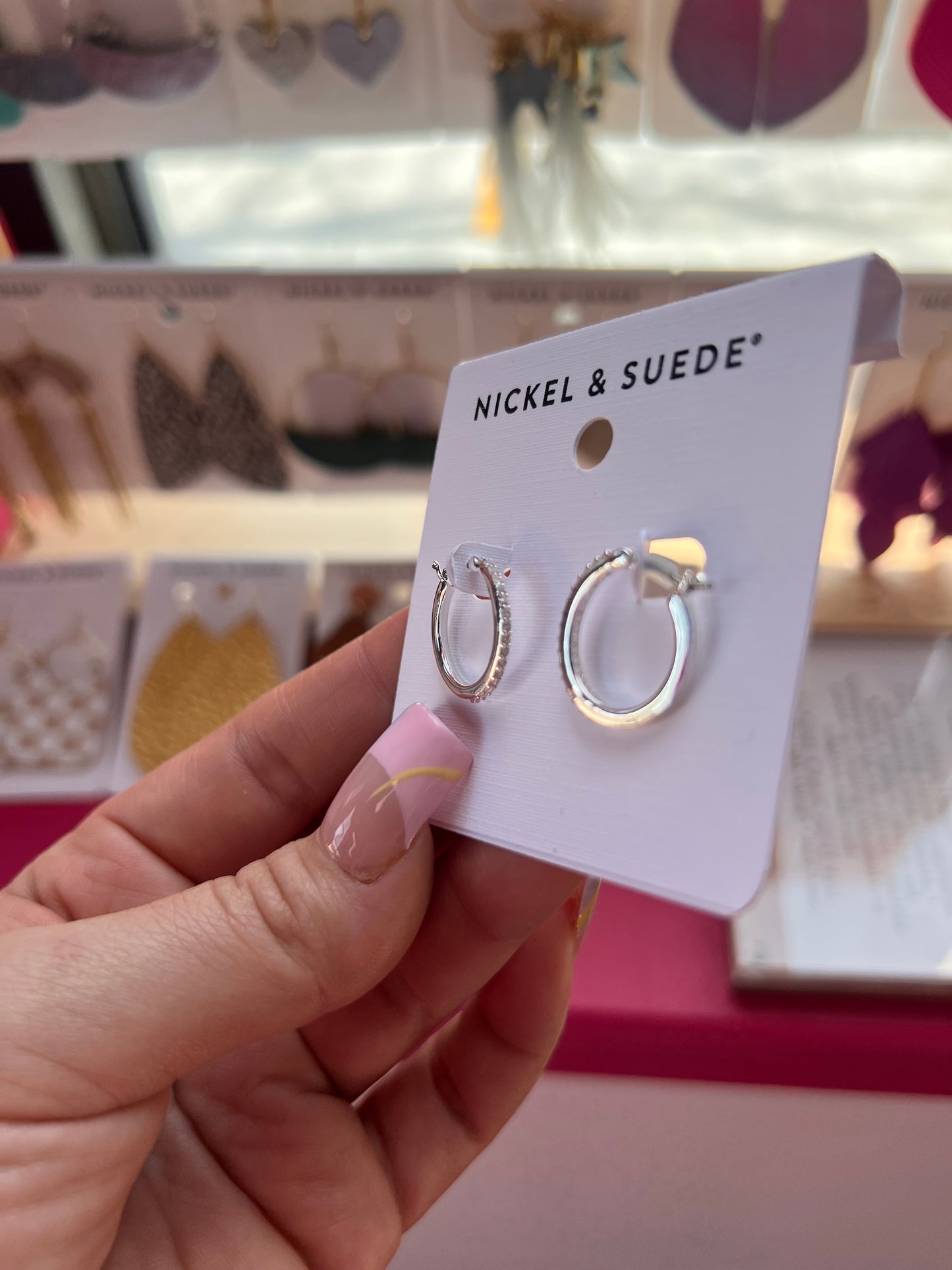 Silver Pave Hoops