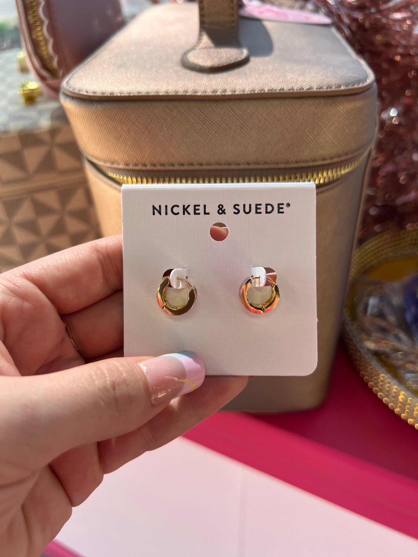 Red & Blue Checkered Enamel Huggies