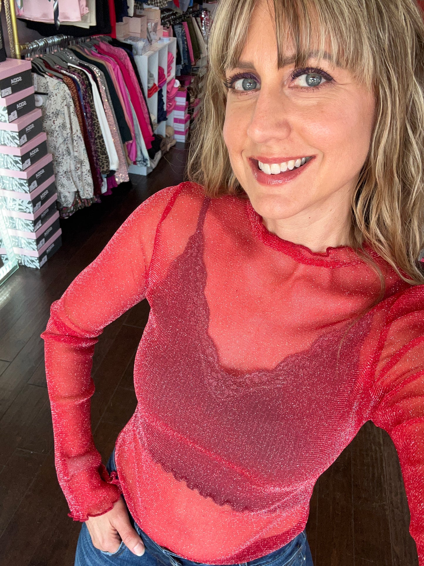 Scarlet Hour Mesh Top