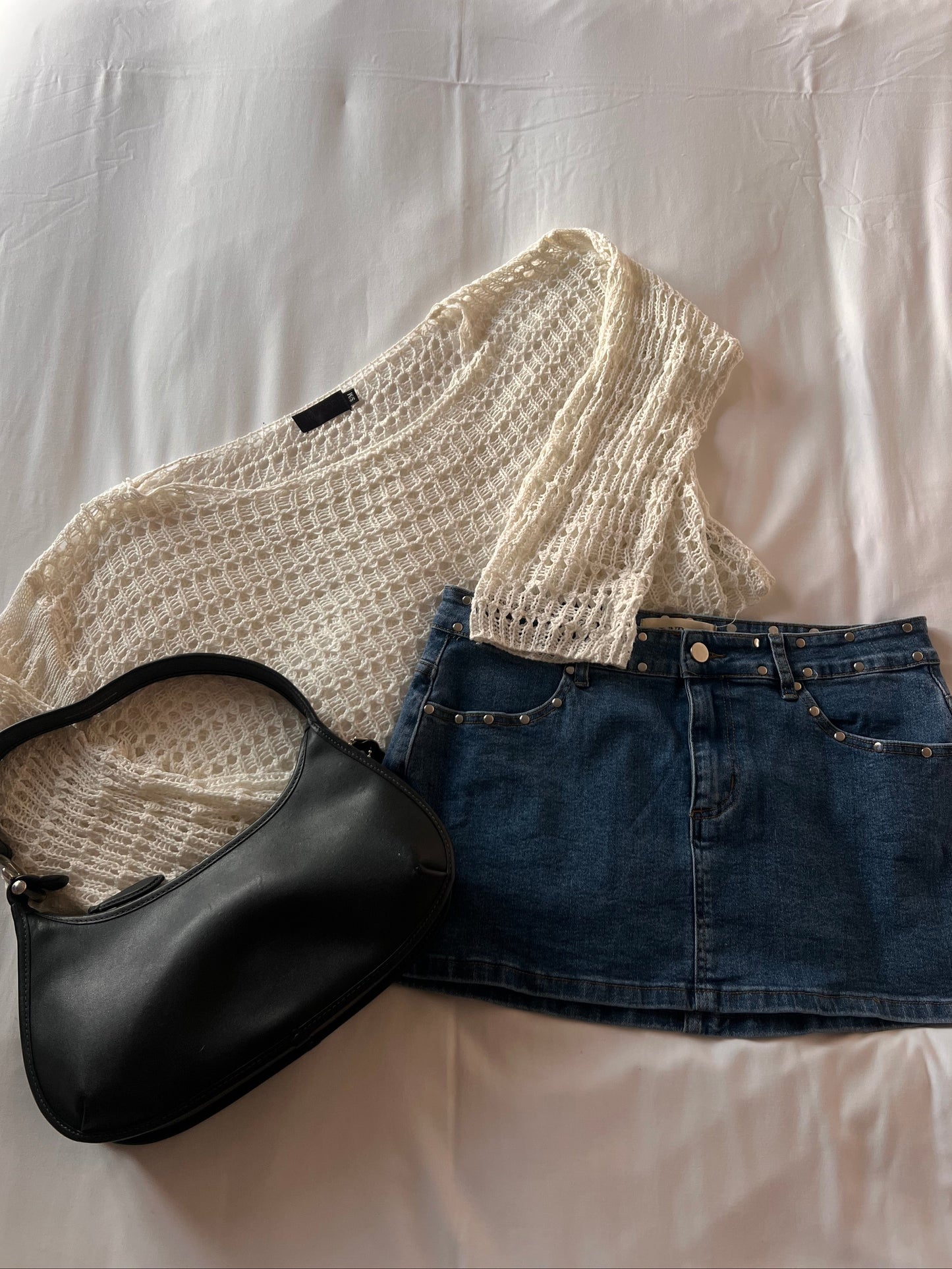 Studded Denim Mini Skirt