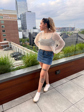 Studded Denim Mini Skirt