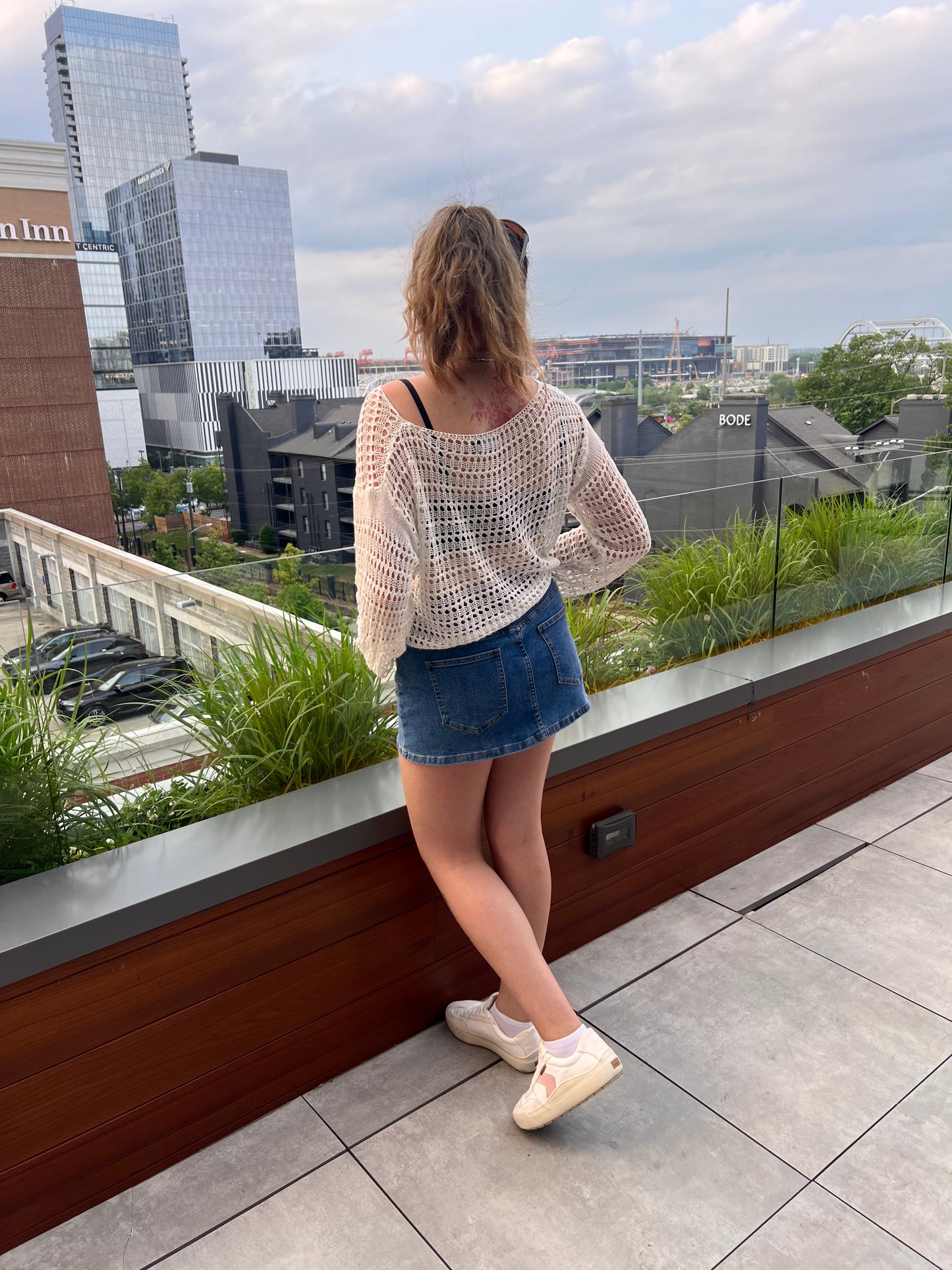Studded Denim Mini Skirt