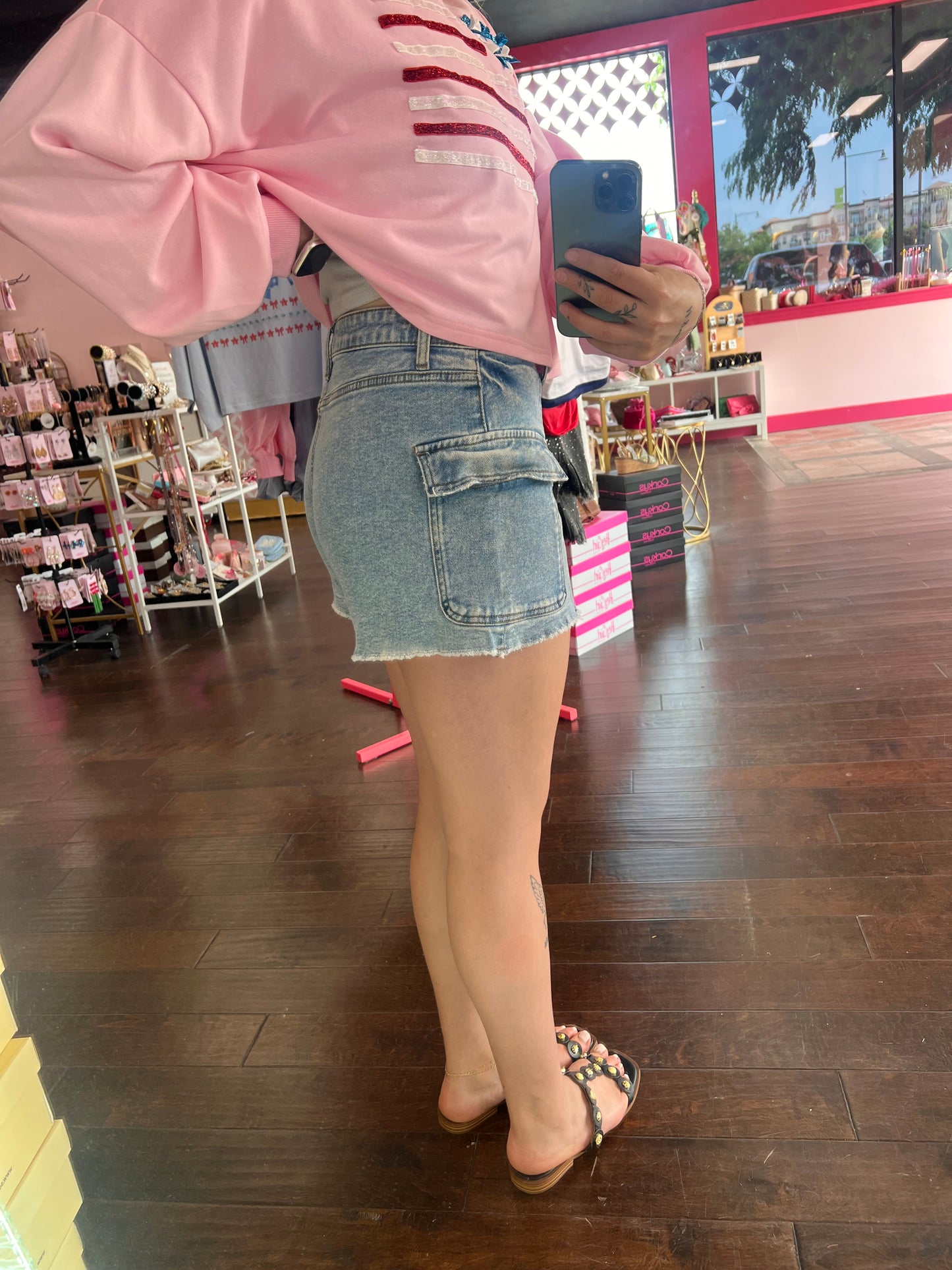 Boyfriend Cargo Denim Shorts