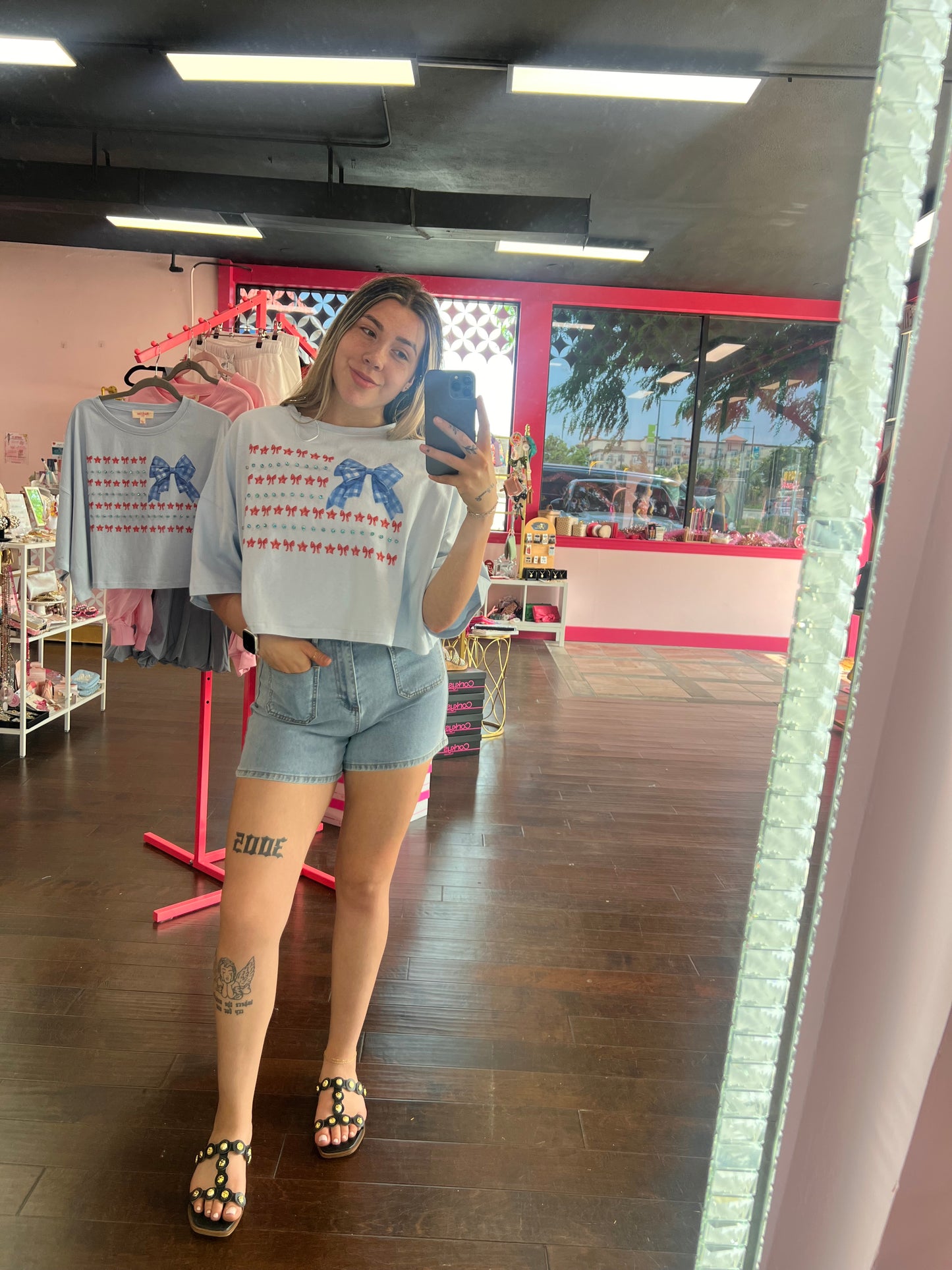 Hi-Rise Denim Shorts