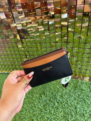 SP Slim Card Coinpurse Black Brown Color Block