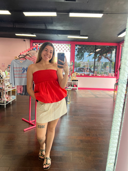 Baby Doll Tube Top Red
