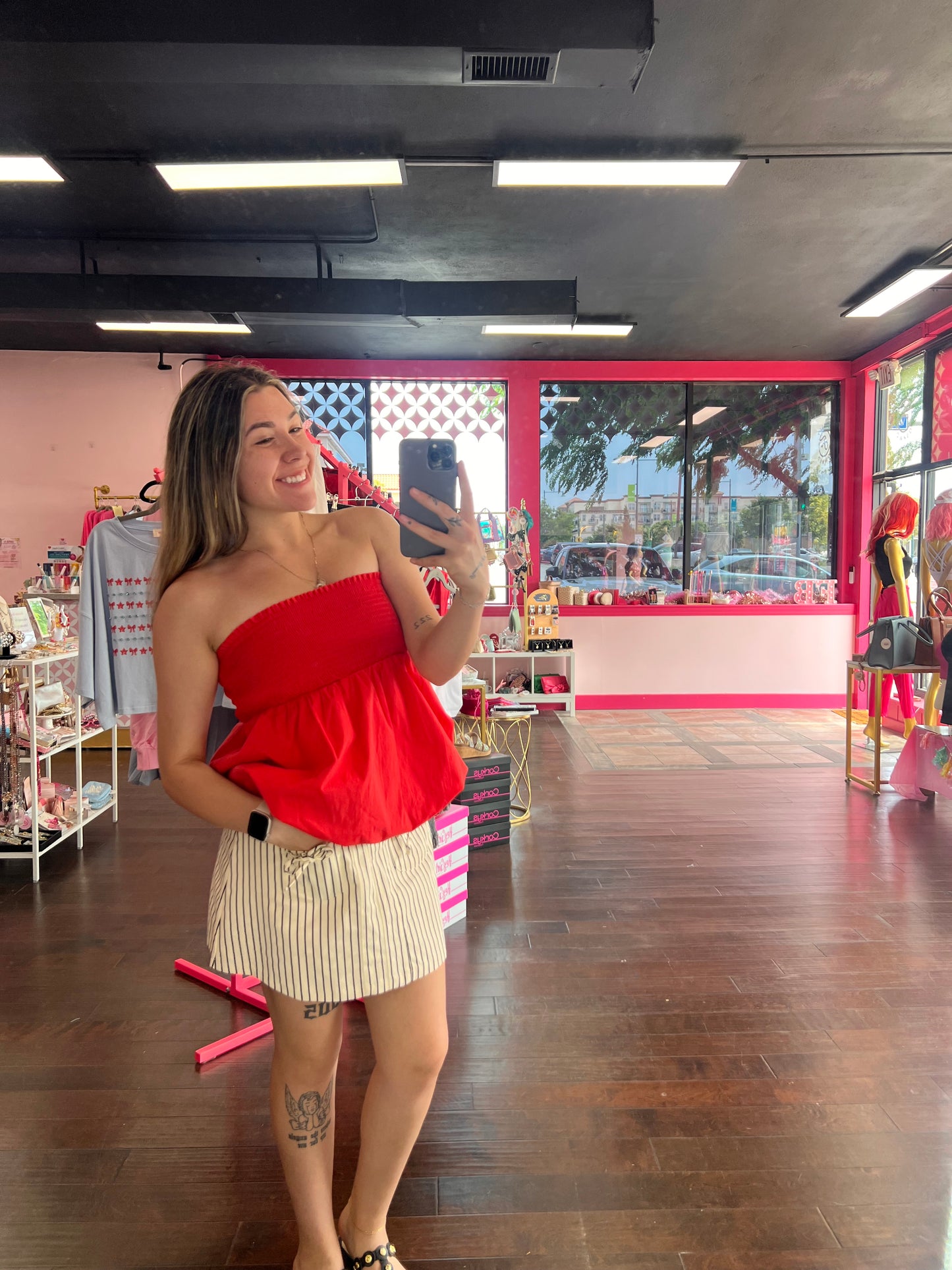 Baby Doll Tube Top Red