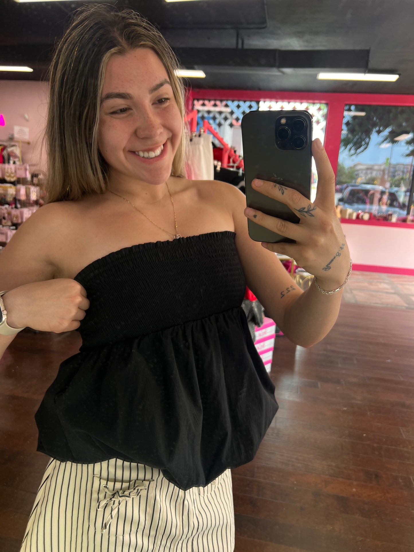 Baby Doll Tube Top Black