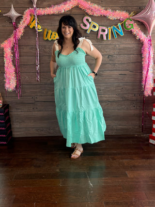 Curvy Mint Garden Dress