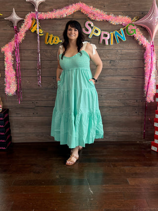 Curvy Mint Garden Dress