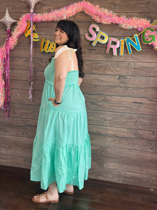 Curvy Mint Garden Dress