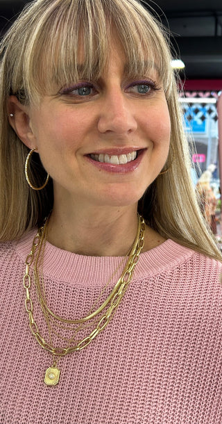 SP Radiant Window Layering Necklace 17" Gold