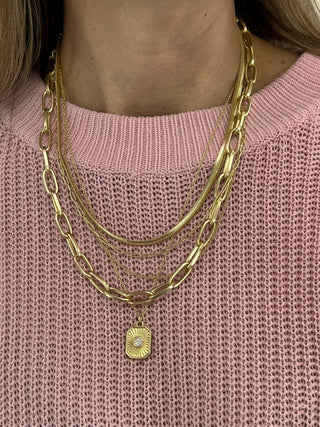 SP Radiant Window Layering Necklace 17" Gold
