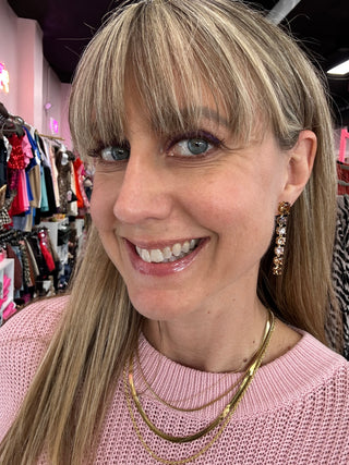 SP Linear Gem Earrings Bronze