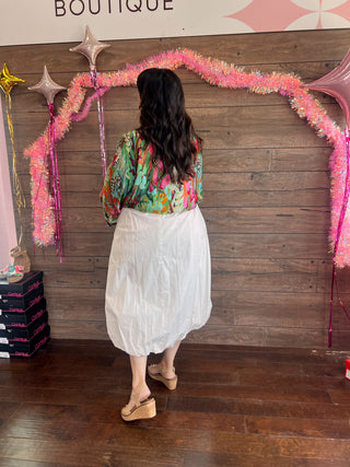 Curvy Maxi Bubble Skirt White