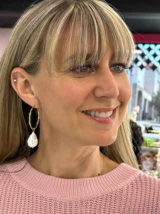 SP Bluffton Pearl Convertible Hoop Earrings Pearl