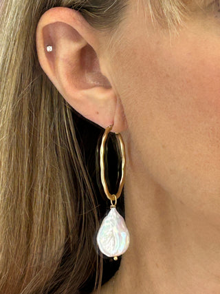 SP Bluffton Pearl Convertible Hoop Earrings Pearl