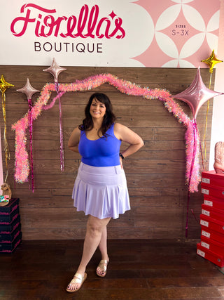 Curvy Pleat Belt Loop Skort Lilac