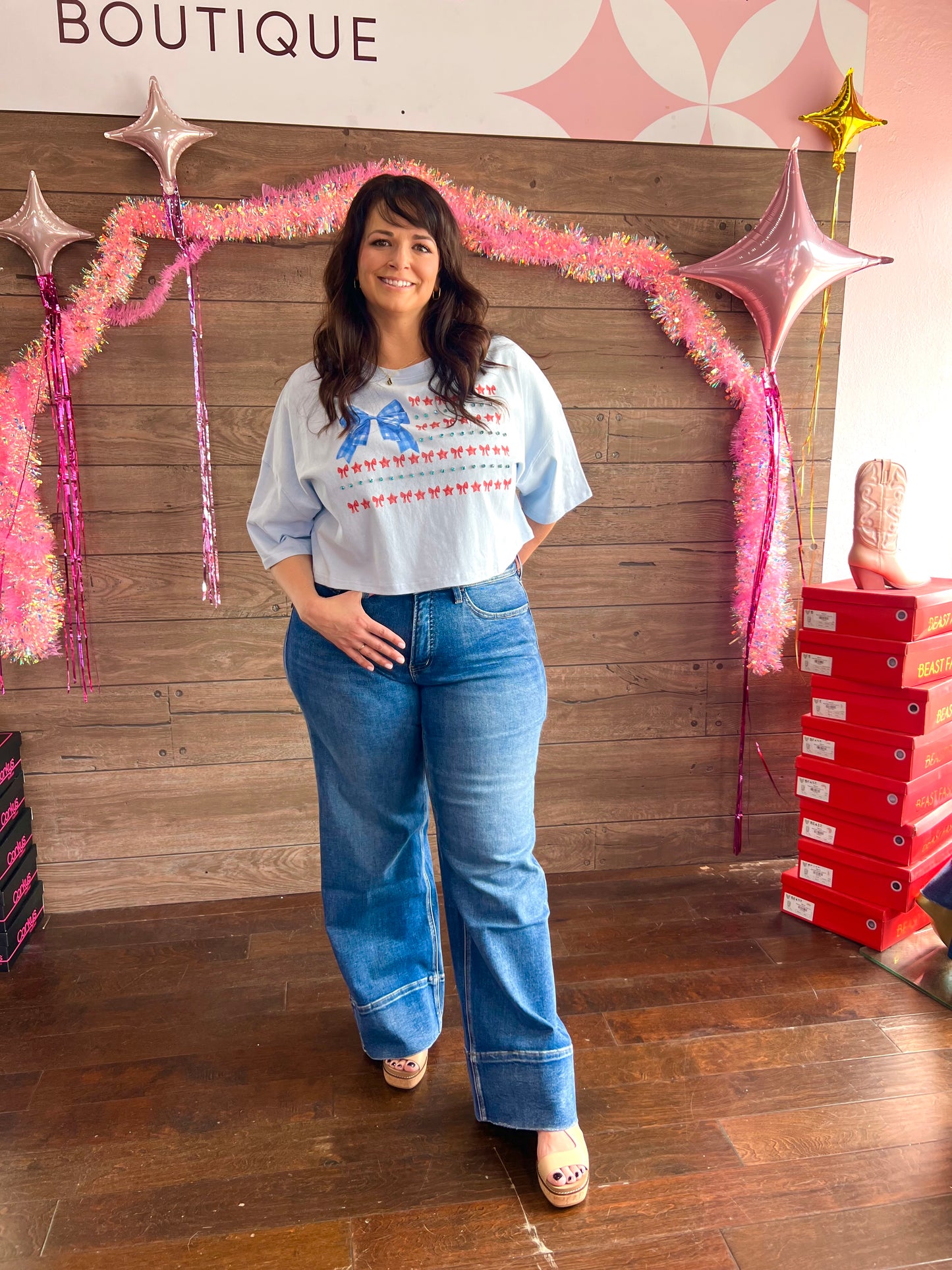 Wide Leg Denim Trouser