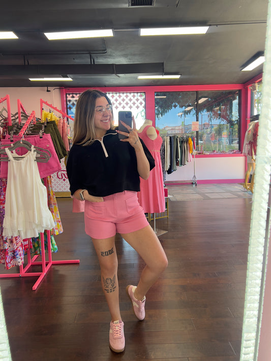 Hi-Rise Denim Shorts Pink