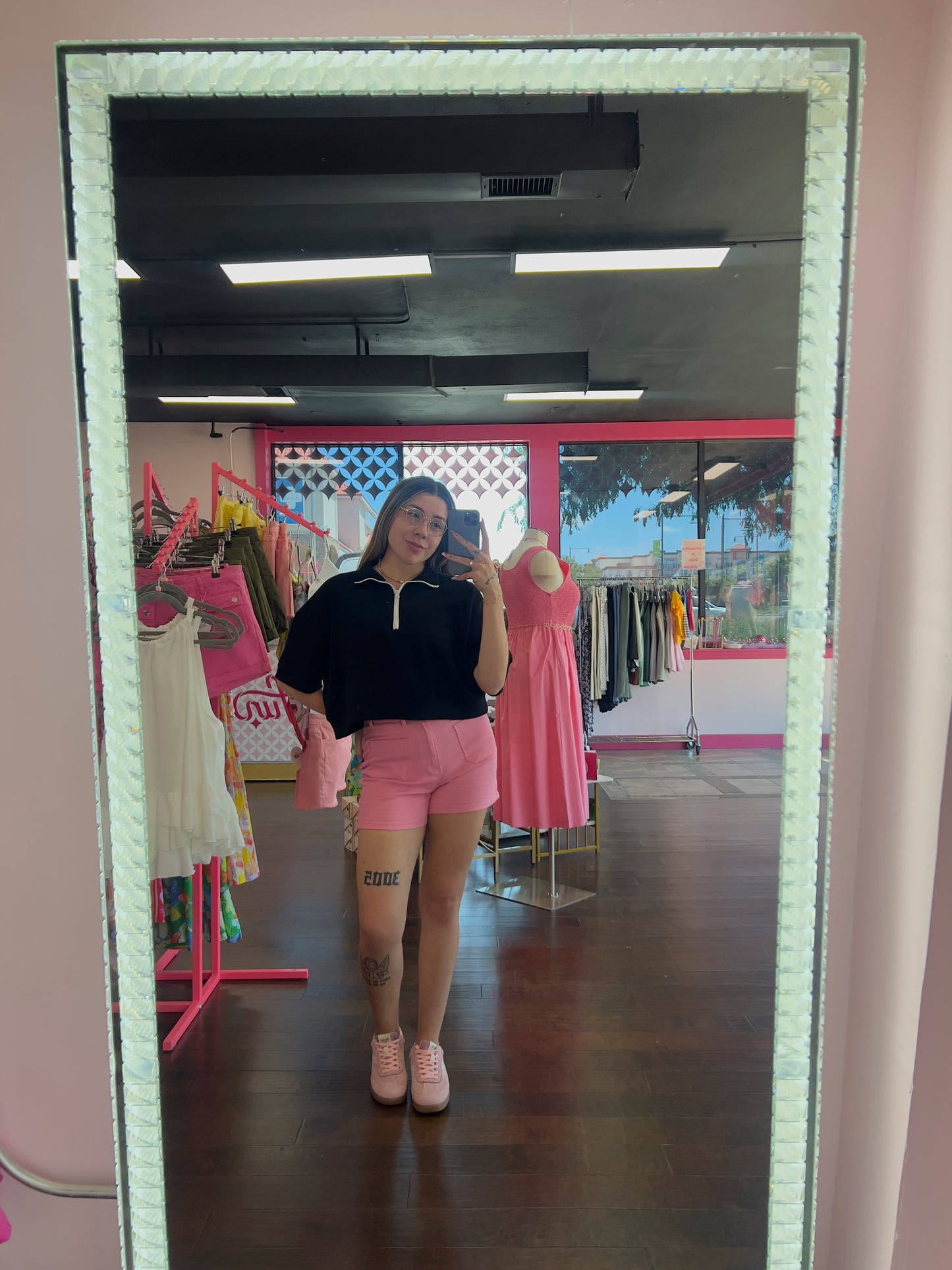 Hi-Rise Denim Shorts Pink