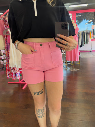 Hi-Rise Denim Shorts Pink