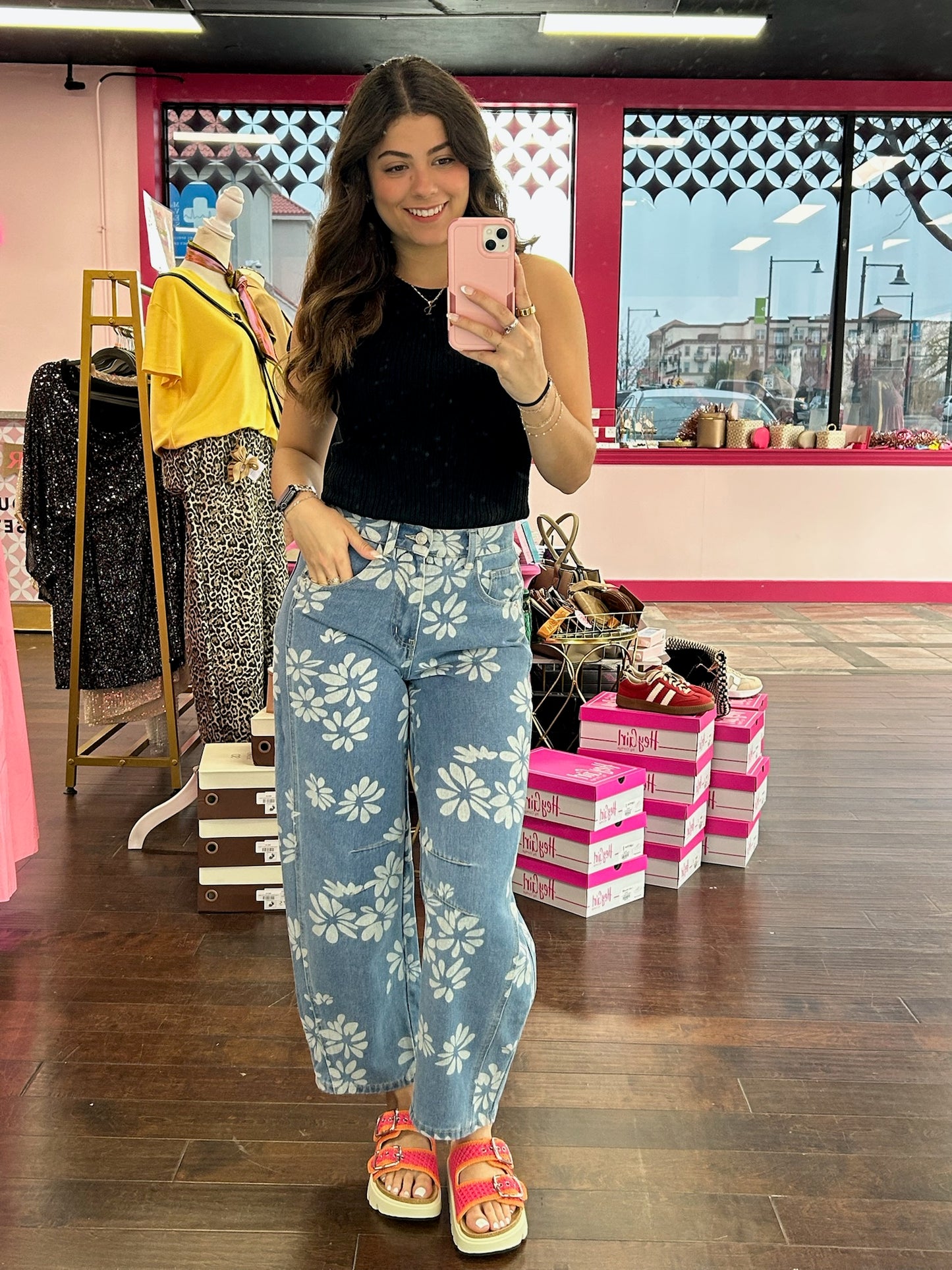 Floral Barrel Jeans