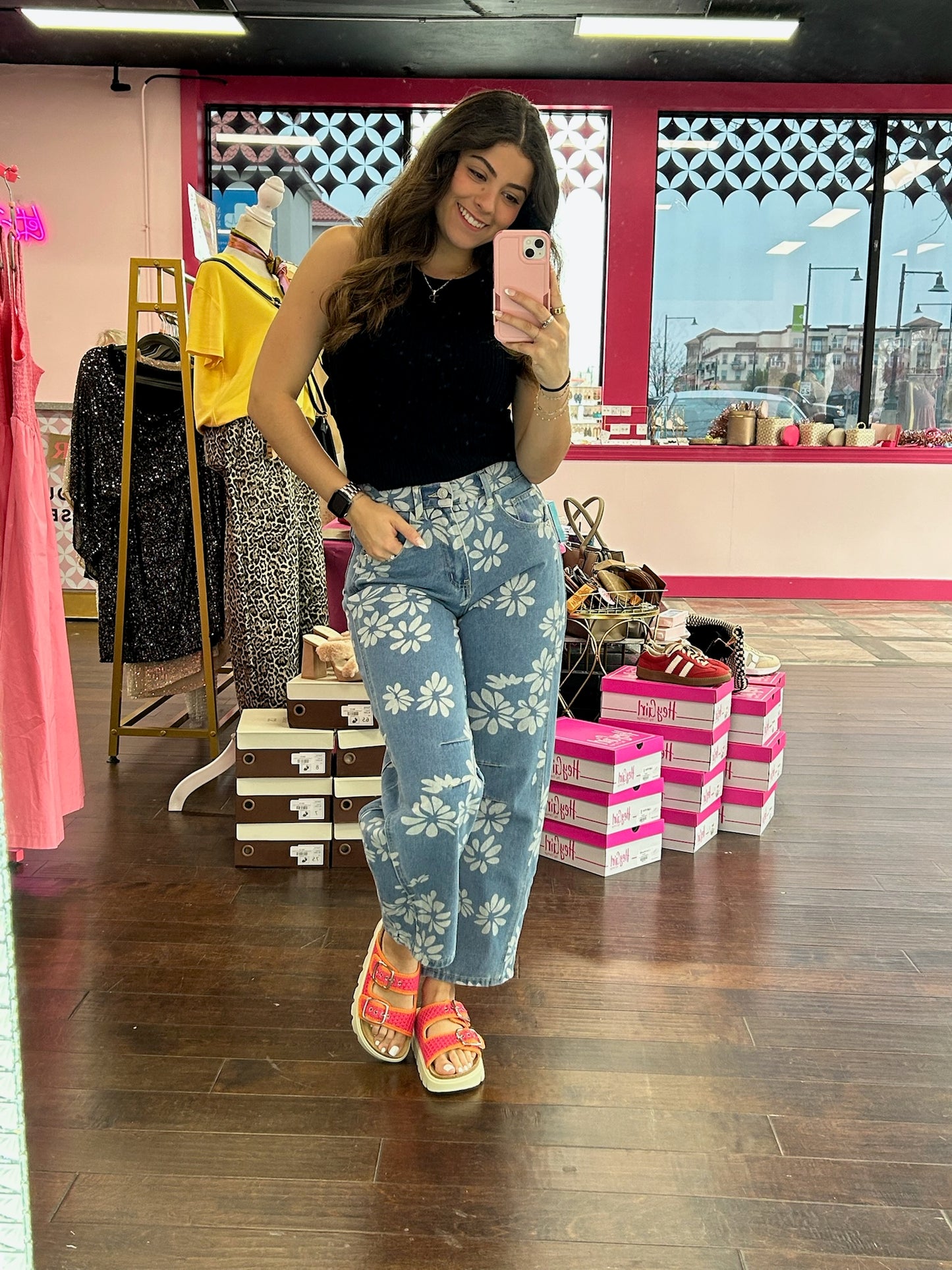 Floral Barrel Jeans