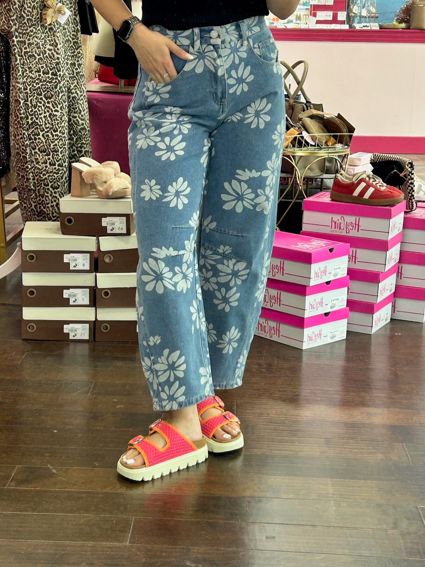 Floral Barrel Jeans
