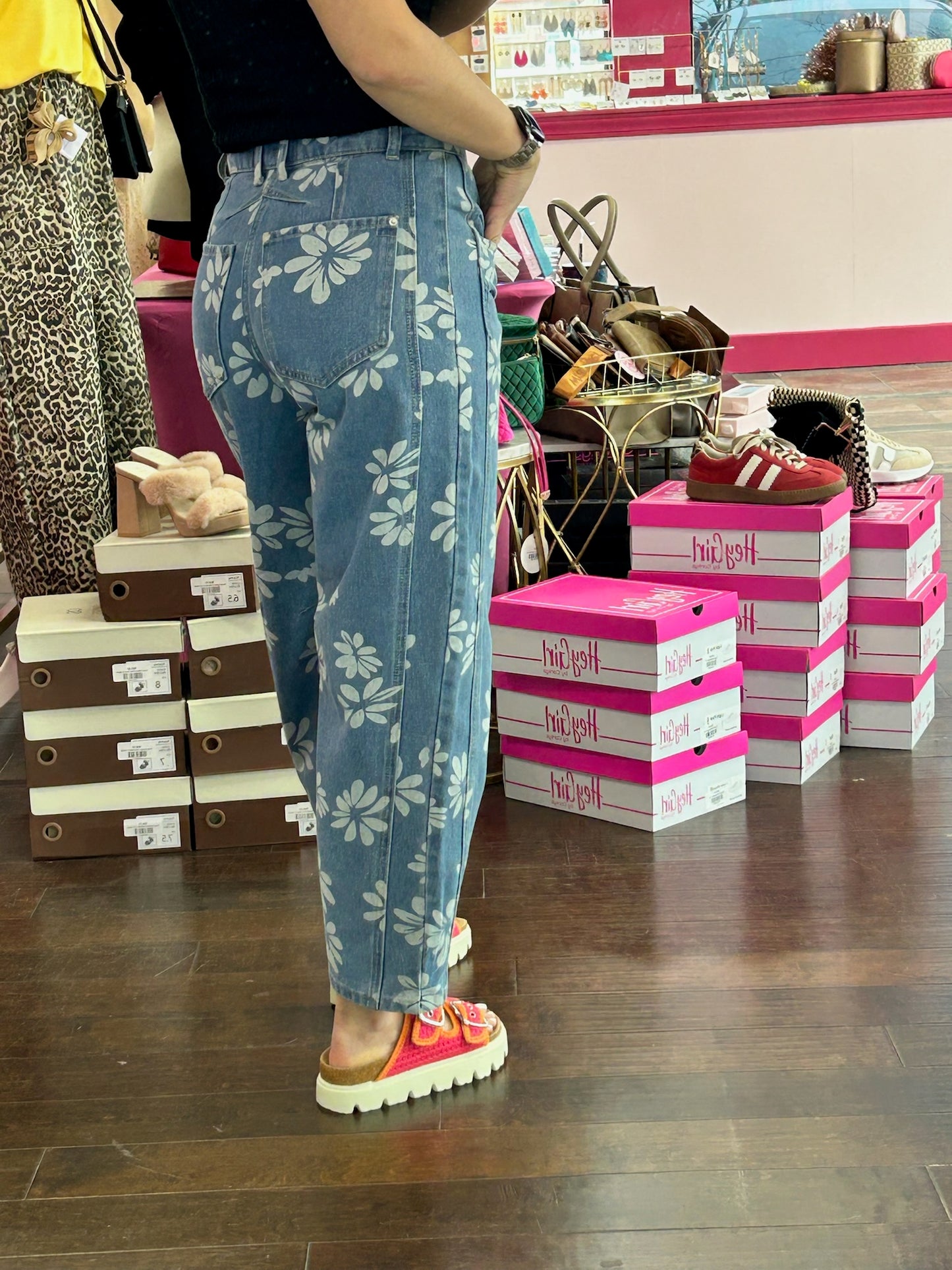 Floral Barrel Jeans