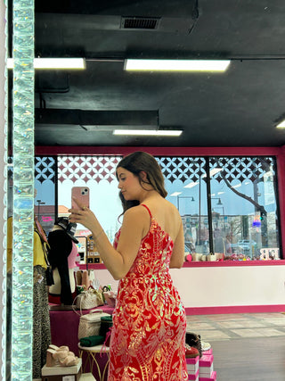 One Shoulder Sequin Maxi Dress Red