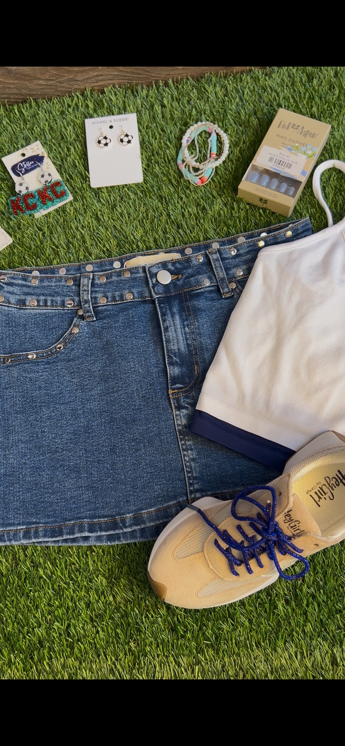 Studded Denim Mini Skirt