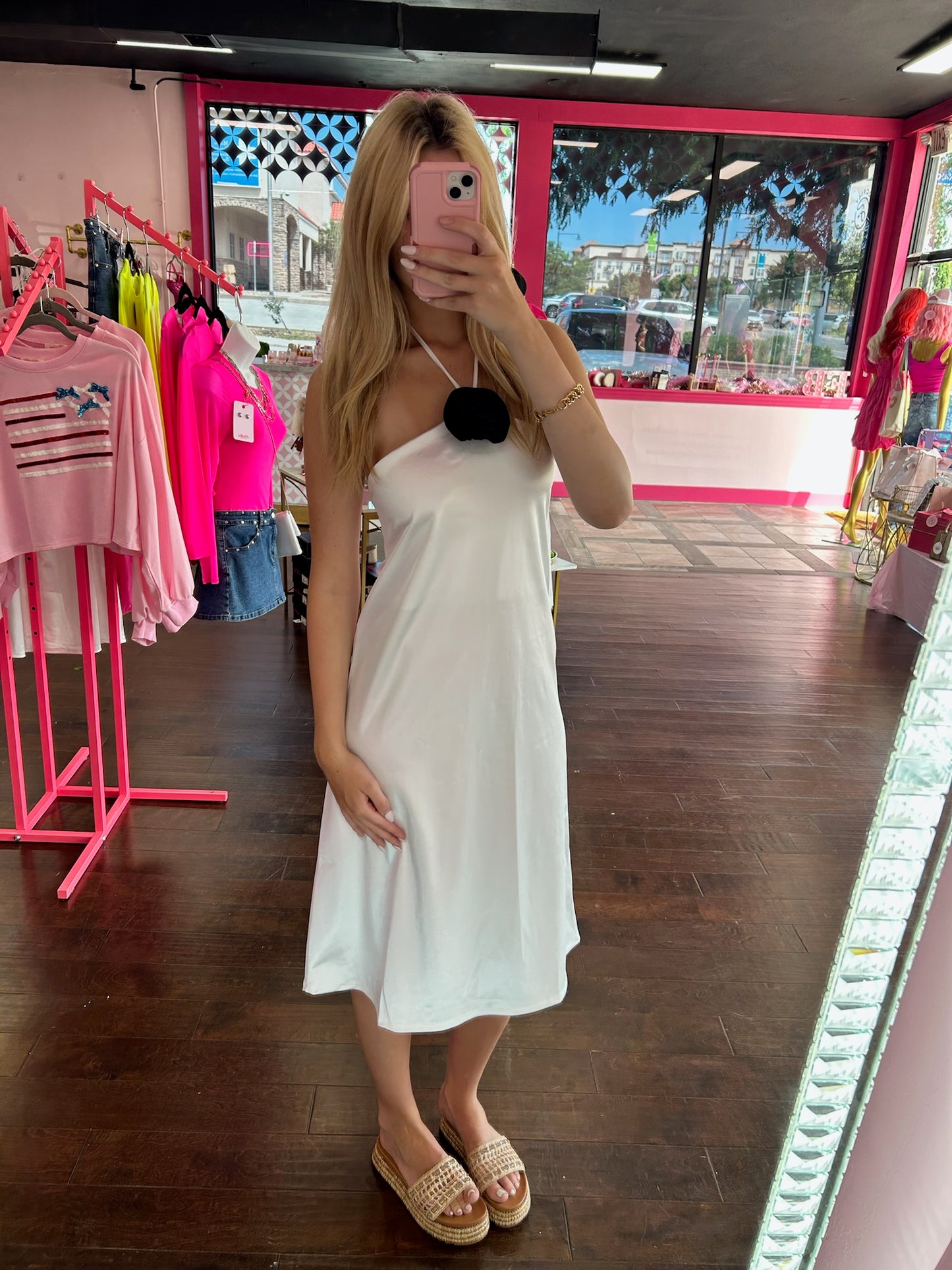 Pearl Satin Midi Dress