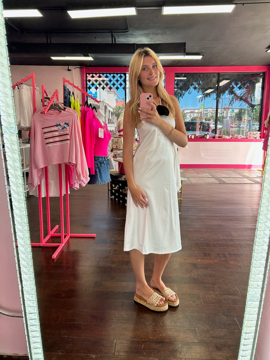 Pearl Satin Midi Dress