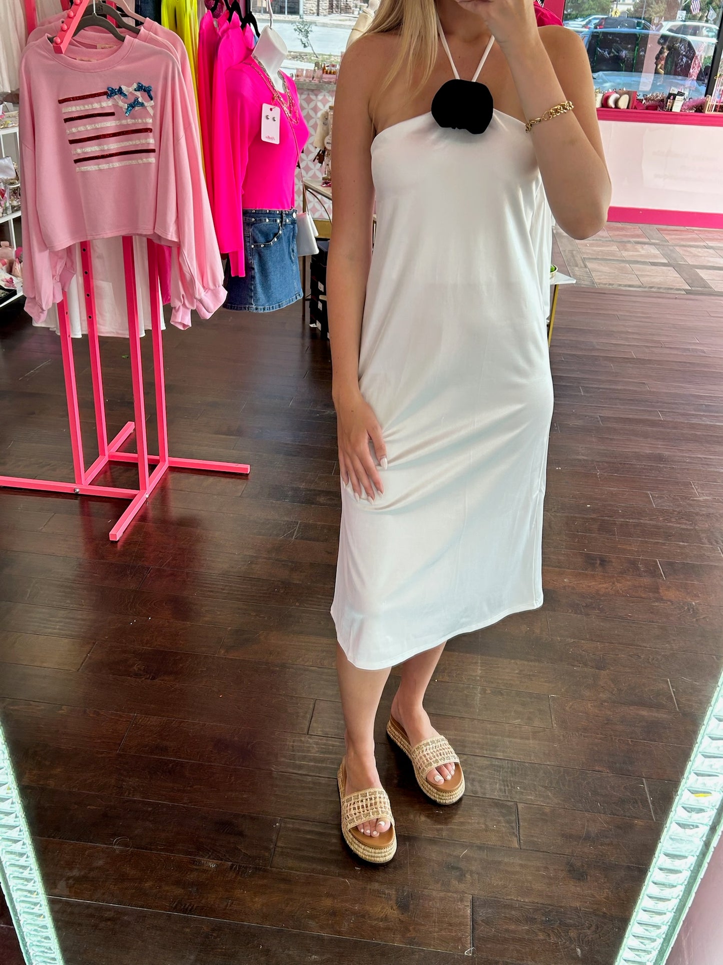 Pearl Satin Midi Dress