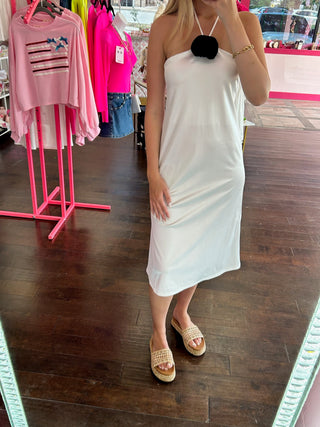 Pearl Satin Midi Dress