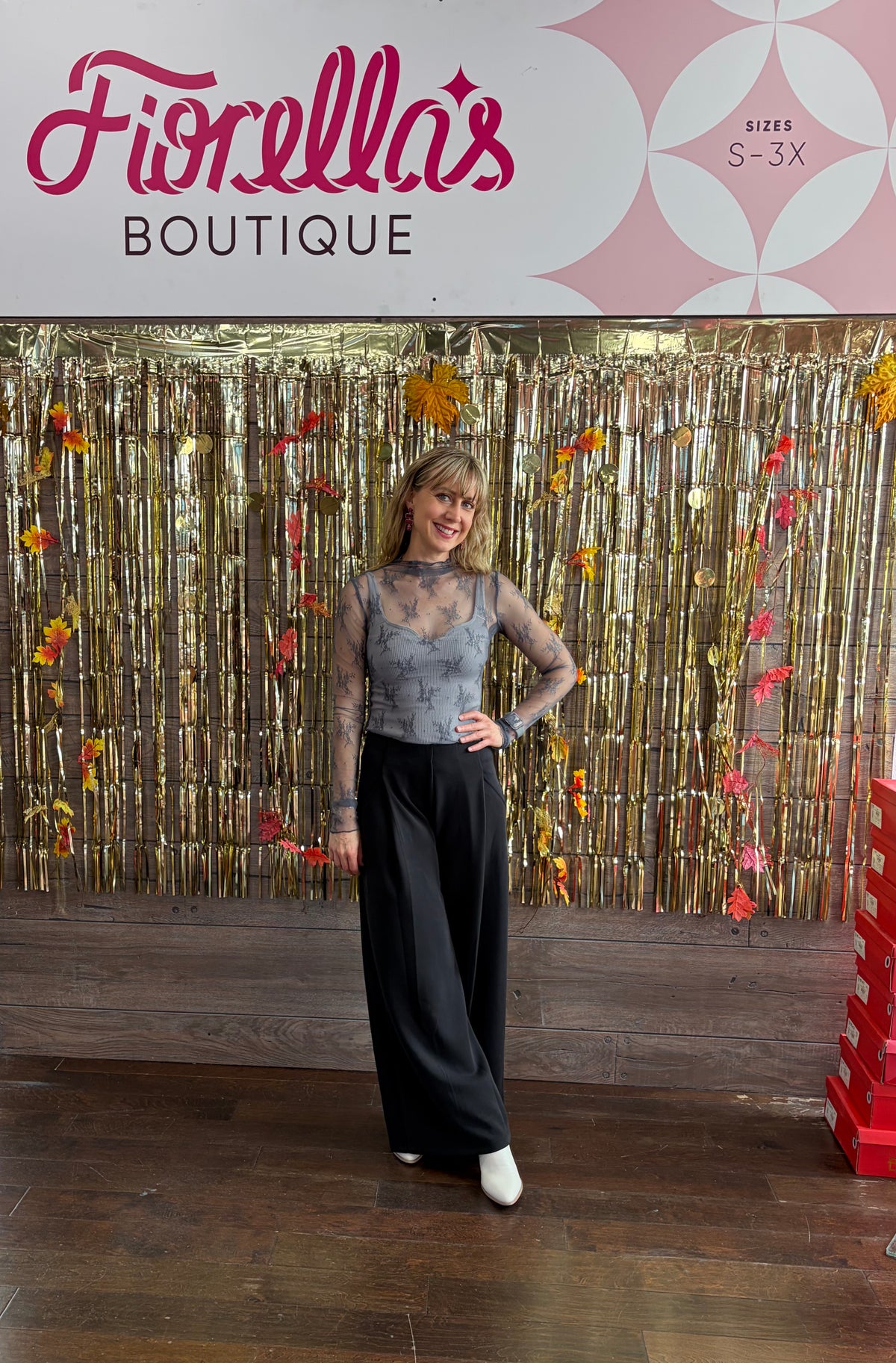Lace Mesh Top Charcoal