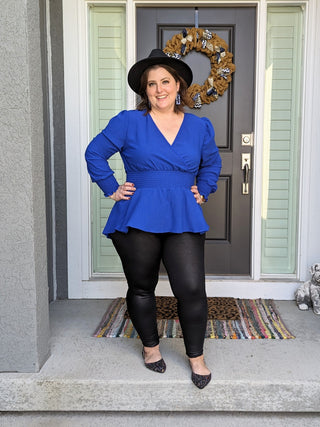 Curvy LS Cinched Top Royal