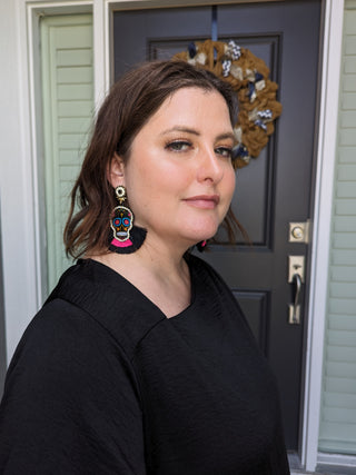 Curvy SS Buttons Luxe Top Black