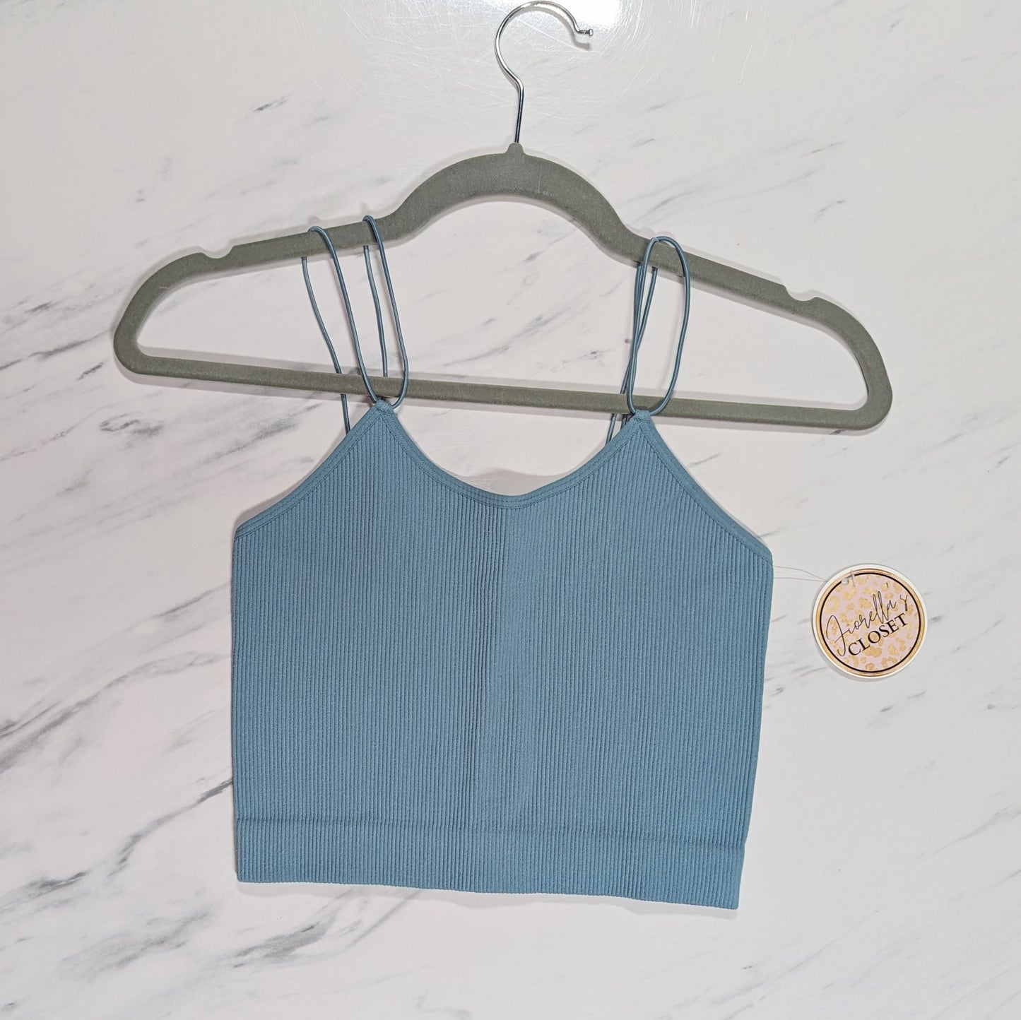 Ribbed Bralette Blue Gray
