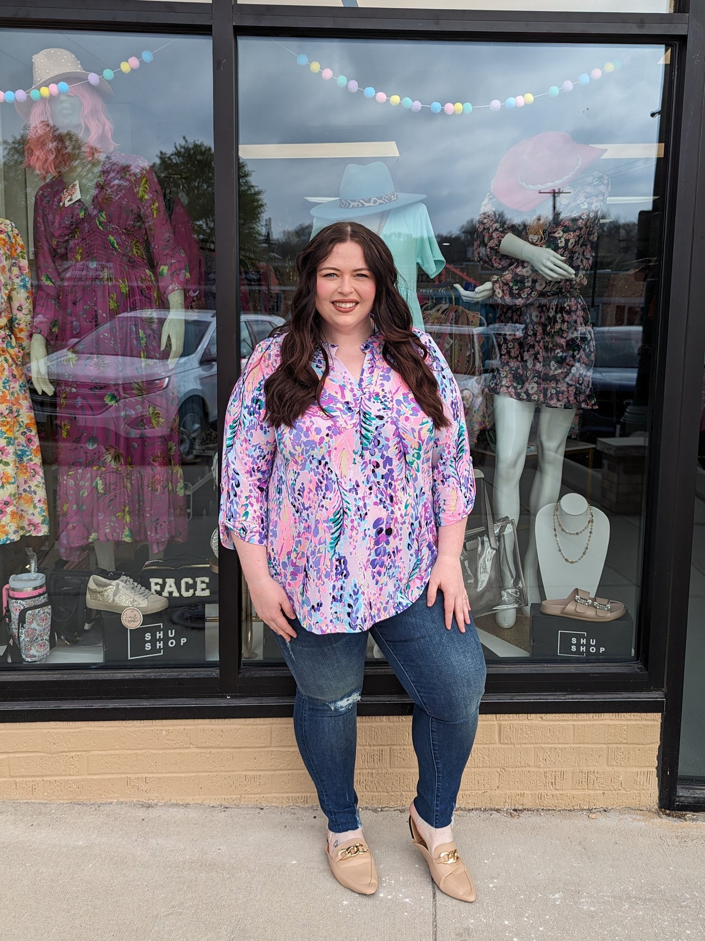 Curvy Top 3/4 Sleeves Bright  (XL-3X)
