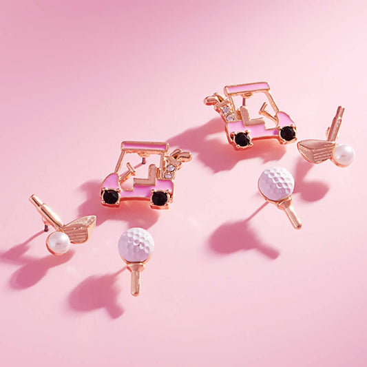 Golf Stud Earrings Set