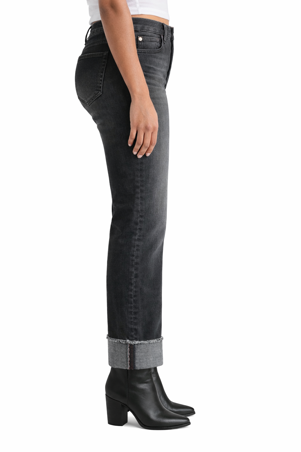 30"-34.5" Mid-Rise Straight Leg Cuffed Jeans