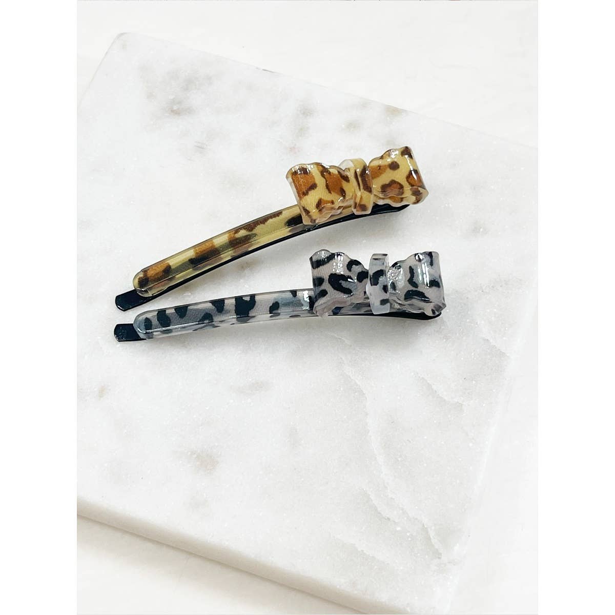 Leopard Bow Alligator Clips