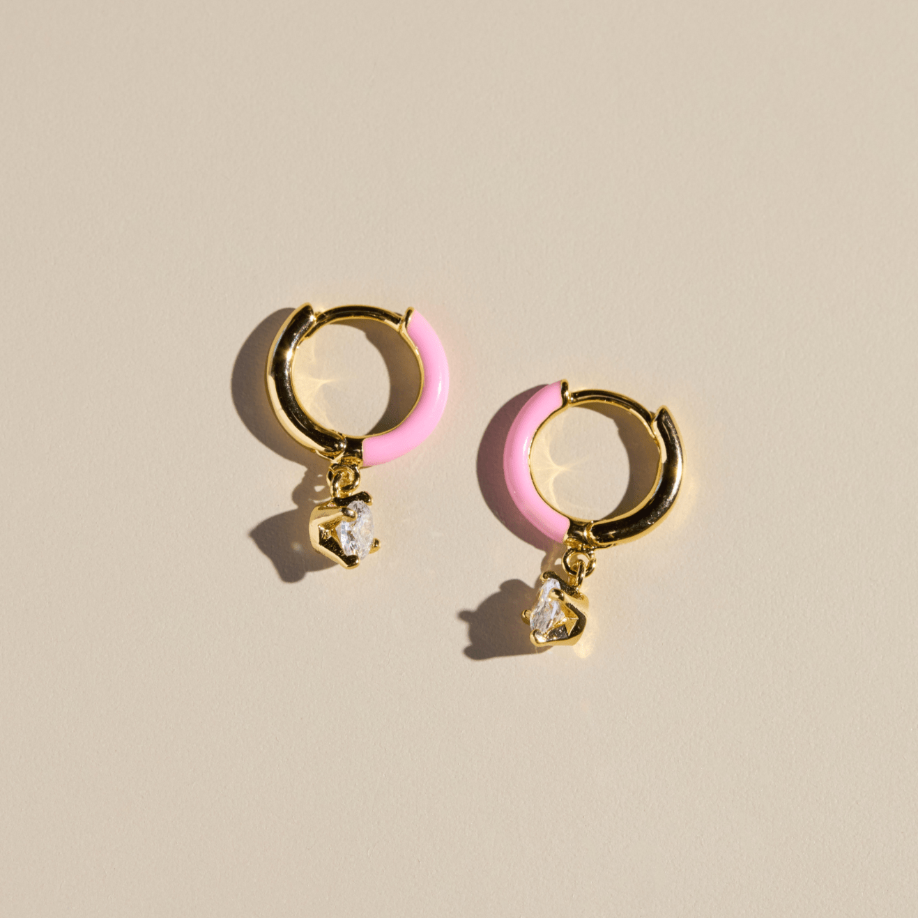 Pink Ellie Enamel Huggie Earrings