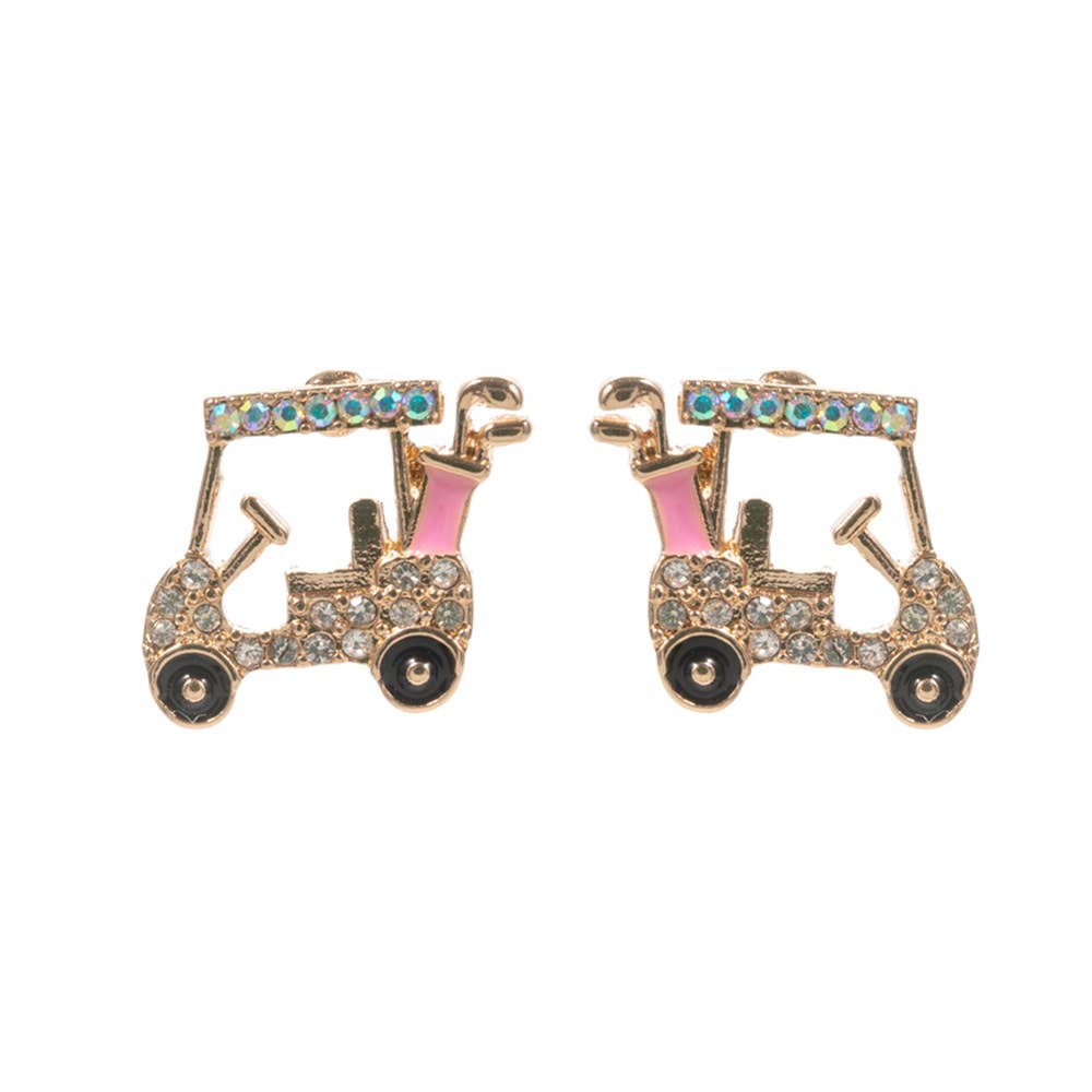 Pave Golf Cart Stud Earrings