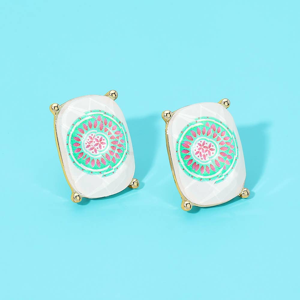 Mahjong Tile Stud Earrings