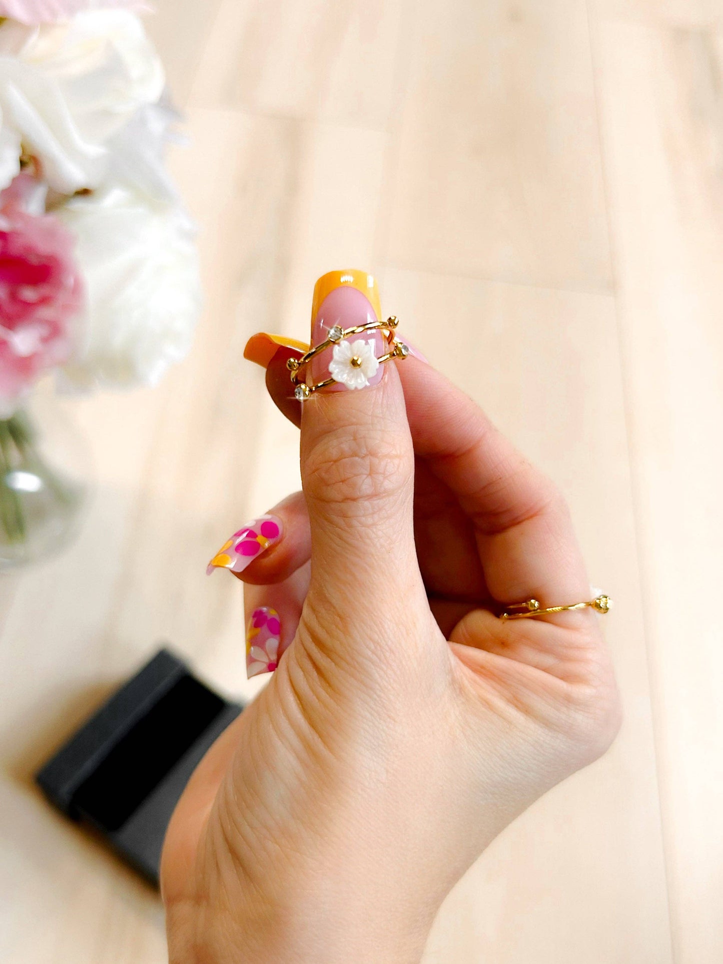 Daisy & Diamond 3 Piece Ring Set