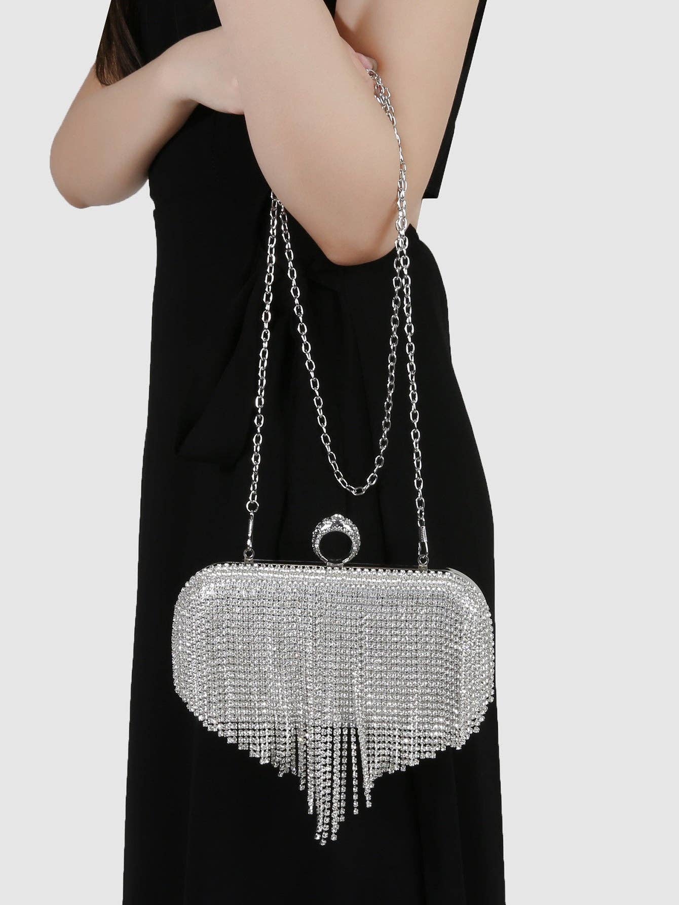 Dripping Sparkle Clutch Silver