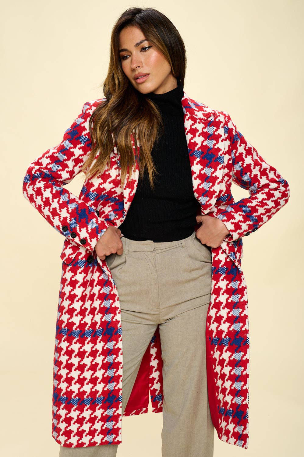 Red Houndstooth Coat